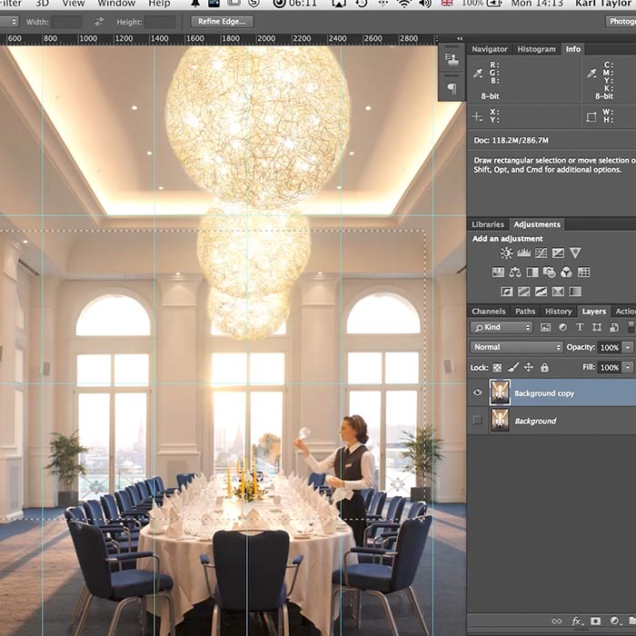 Retouching interior photograph in Photoshop