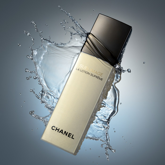 Chanel moisturiser bottle with water splash