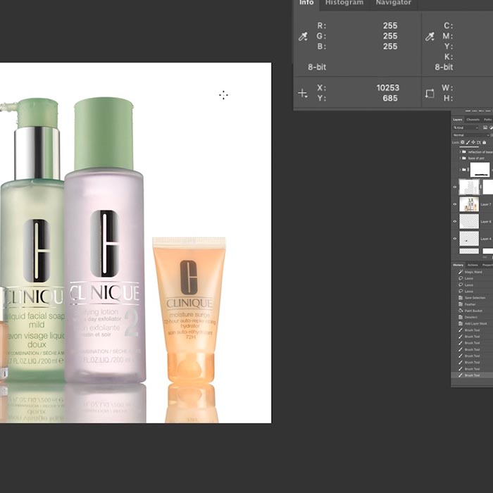 Clinique Post-Production 4: Creating a White Background and Refining Water Splash
