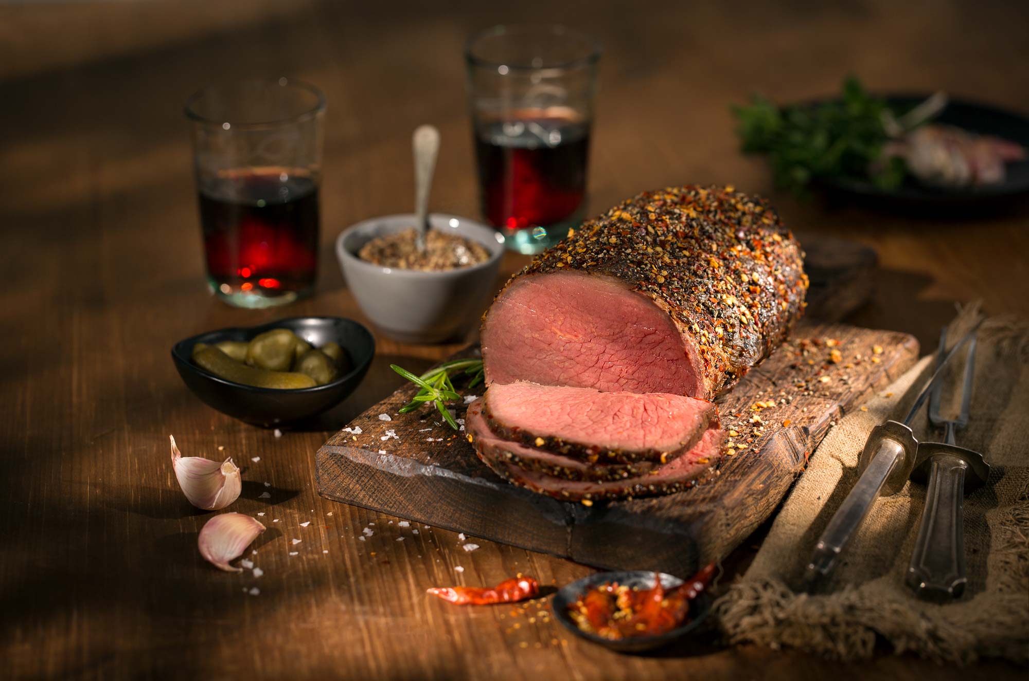 Rustic photo of roast beef