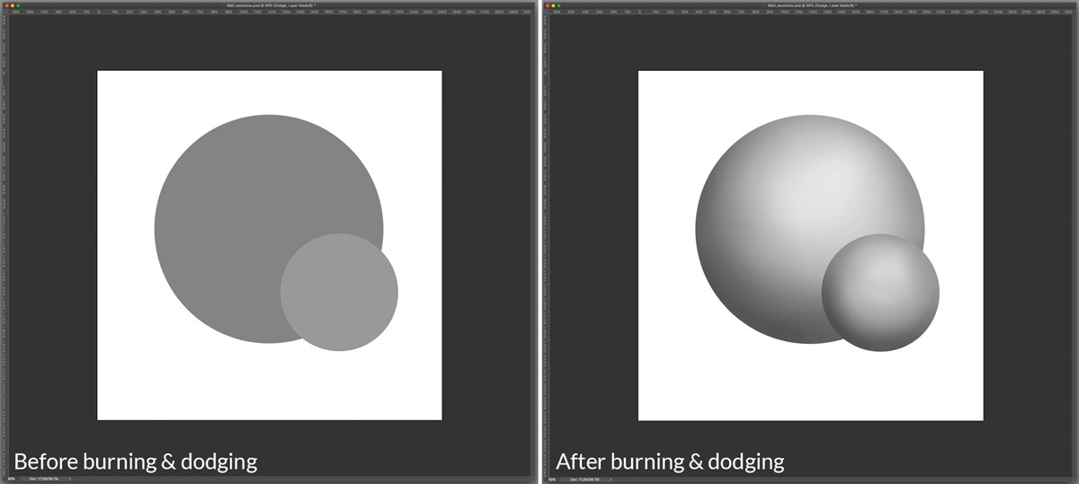 Burn and dodge before and after example