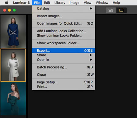 Resizing images in Luminar example