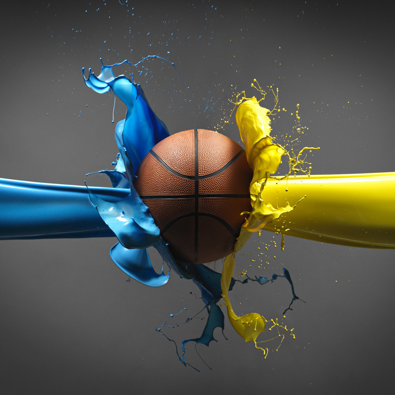 Basketball with paint splash